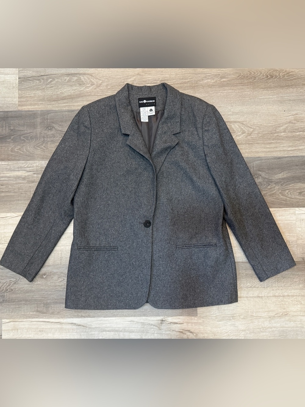 Sag Harbor Vtg 90’s Women's Dark Gray Wool Blend Single-Button Blazer